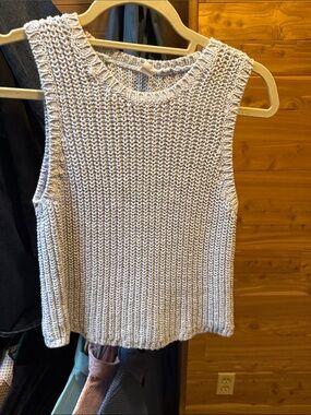 Old Navy Light Gray Chunky Knit Tank Top